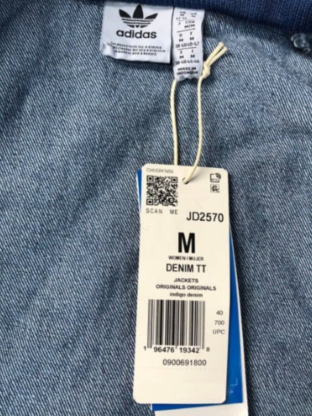 Women's • Originals - Adicolor Denim Track Top Sz M Indigo Denim - Picture 8 of 8